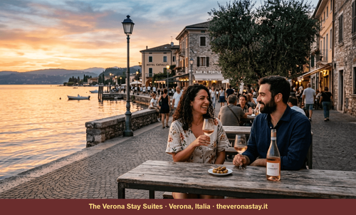 Bardolino dopo il tramonto: vino a meno sul lago